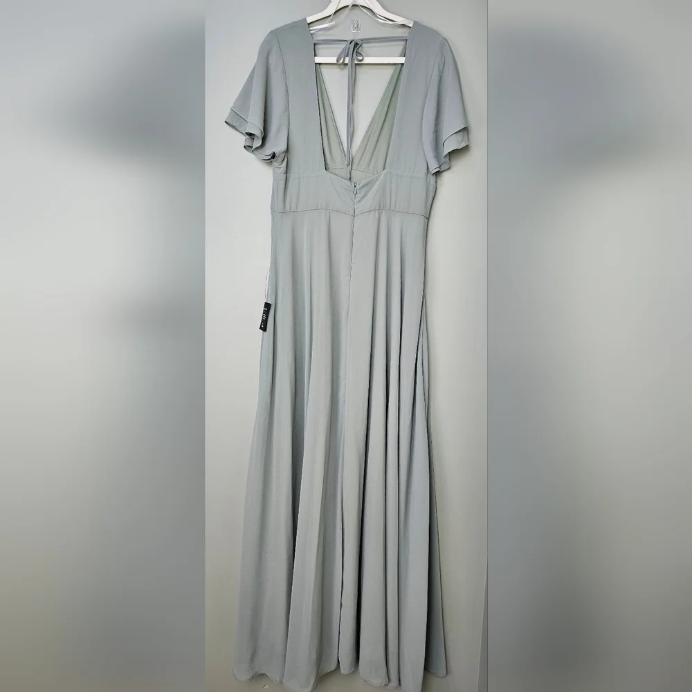 Lulus Promise Of Love Sage Brush Flutter Sleeve Maxi Dress, Size XL - Picture 12 of 13